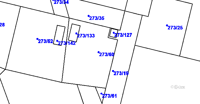 Parcela st. 273/131 v KÚ Křeslice, Katastrální mapa