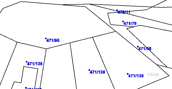 Parcela st. 471/96 v KÚ Křeslice, Katastrální mapa