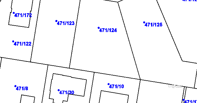Parcela st. 471/124 v KÚ Křeslice, Katastrální mapa