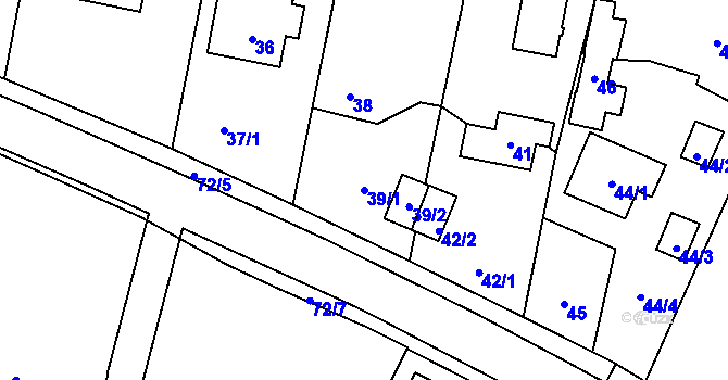 Parcela st. 39/1 v KÚ Křeslice, Katastrální mapa