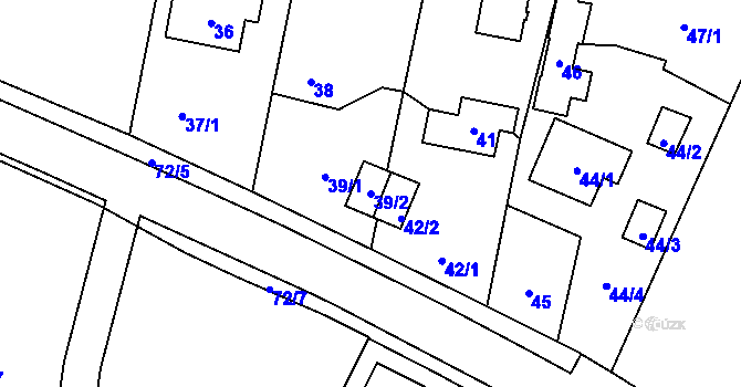 Parcela st. 39/2 v KÚ Křeslice, Katastrální mapa