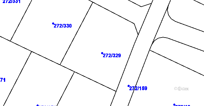 Parcela st. 272/329 v KÚ Křeslice, Katastrální mapa