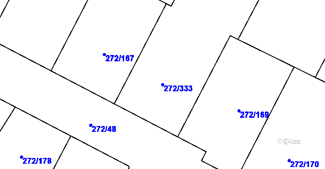 Parcela st. 272/333 v KÚ Křeslice, Katastrální mapa