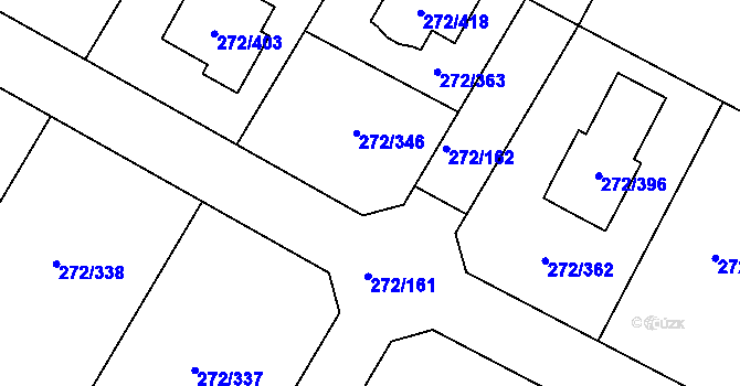 Parcela st. 272/346 v KÚ Křeslice, Katastrální mapa