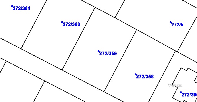 Parcela st. 272/359 v KÚ Křeslice, Katastrální mapa