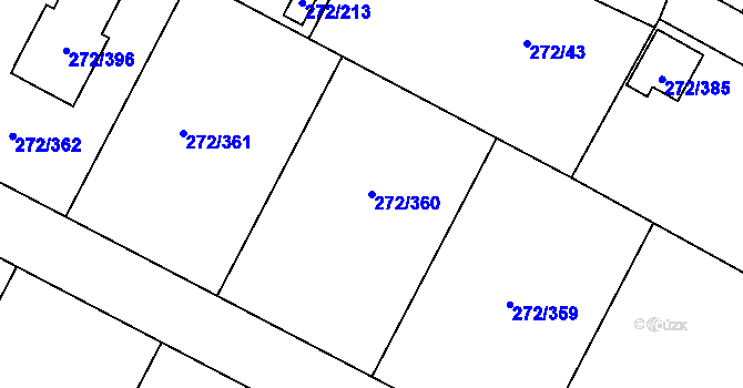 Parcela st. 272/360 v KÚ Křeslice, Katastrální mapa