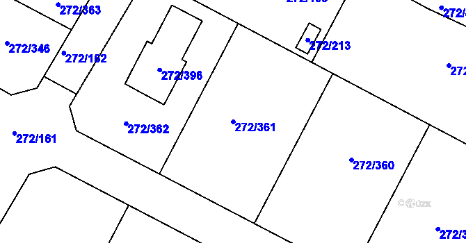 Parcela st. 272/361 v KÚ Křeslice, Katastrální mapa