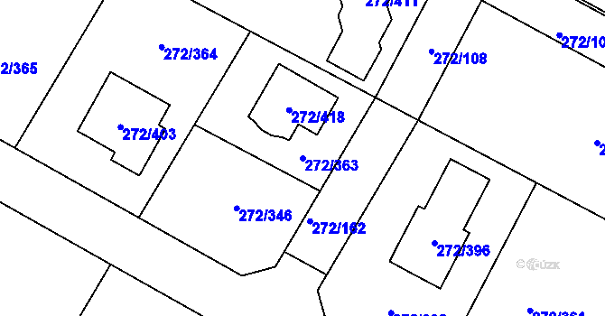 Parcela st. 272/363 v KÚ Křeslice, Katastrální mapa