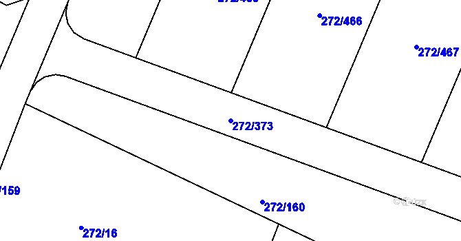 Parcela st. 272/373 v KÚ Křeslice, Katastrální mapa