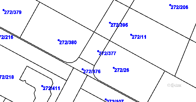 Parcela st. 272/377 v KÚ Křeslice, Katastrální mapa
