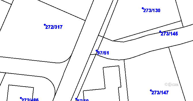 Parcela st. 97/51 v KÚ Křeslice, Katastrální mapa
