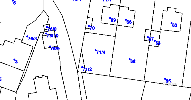 Parcela st. 71/4 v KÚ Křeslice, Katastrální mapa