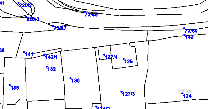Parcela st. 127/4 v KÚ Křeslice, Katastrální mapa