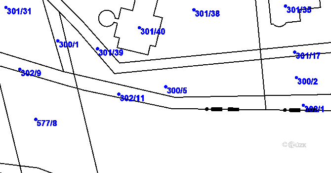Parcela st. 300/5 v KÚ Křeslice, Katastrální mapa