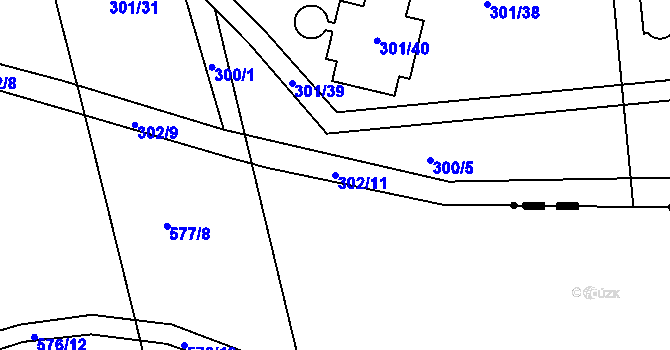 Parcela st. 302/11 v KÚ Křeslice, Katastrální mapa