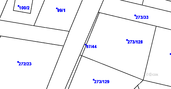 Parcela st. 97/44 v KÚ Křeslice, Katastrální mapa