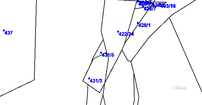 Parcela st. 431/5 v KÚ Křeslice, Katastrální mapa