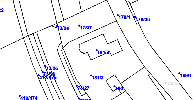 Parcela st. 181/3 v KÚ Křeslice, Katastrální mapa
