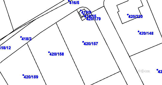 Parcela st. 420/219 v KÚ Křeslice, Katastrální mapa