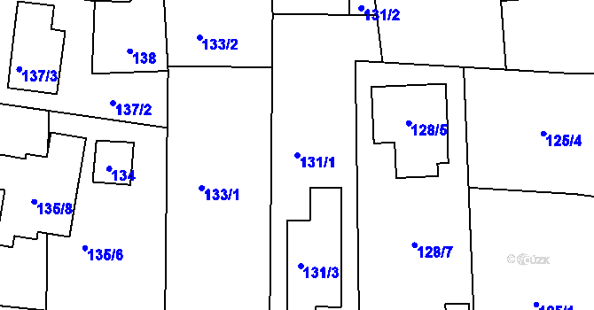 Parcela st. 131/1 v KÚ Křeslice, Katastrální mapa