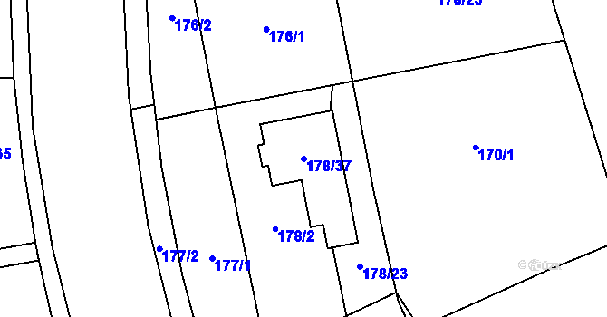 Parcela st. 178/37 v KÚ Křeslice, Katastrální mapa