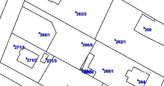 Parcela st. 266/5 v KÚ Křeslice, Katastrální mapa