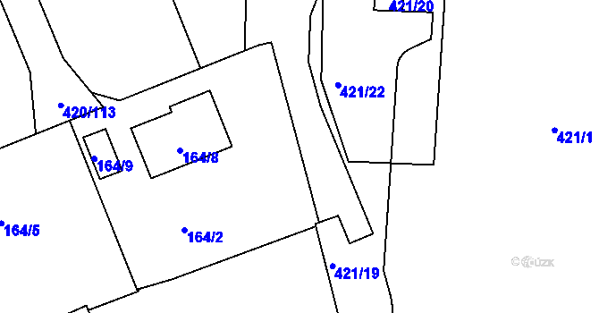 Parcela st. 421/18 v KÚ Křeslice, Katastrální mapa