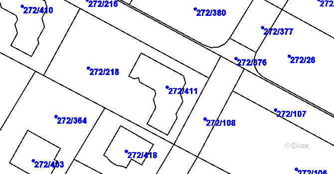Parcela st. 272/411 v KÚ Křeslice, Katastrální mapa