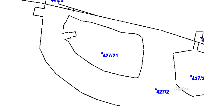 Parcela st. 427/21 v KÚ Křeslice, Katastrální mapa
