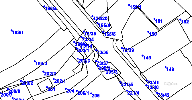 Parcela st. 73/36 v KÚ Křeslice, Katastrální mapa