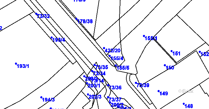Parcela st. 73/38 v KÚ Křeslice, Katastrální mapa