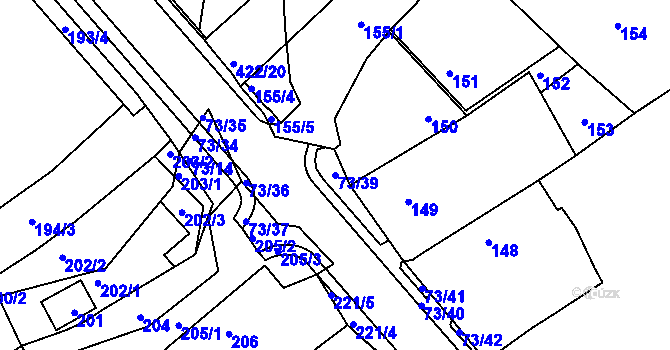 Parcela st. 73/39 v KÚ Křeslice, Katastrální mapa