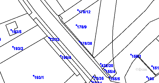Parcela st. 178/38 v KÚ Křeslice, Katastrální mapa