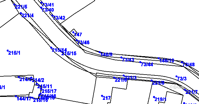 Parcela st. 146/9 v KÚ Křeslice, Katastrální mapa