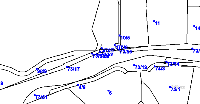 Parcela st. 73/52 v KÚ Křeslice, Katastrální mapa