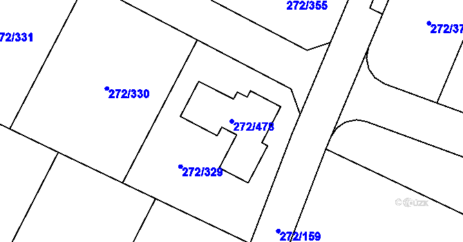 Parcela st. 272/478 v KÚ Křeslice, Katastrální mapa