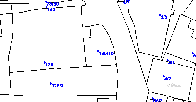 Parcela st. 125/10 v KÚ Křeslice, Katastrální mapa