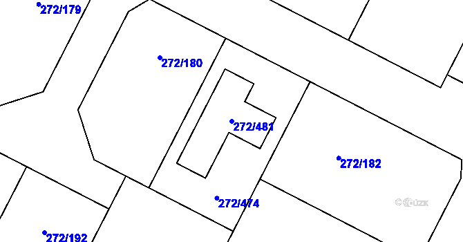 Parcela st. 272/481 v KÚ Křeslice, Katastrální mapa