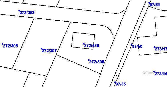 Parcela st. 272/486 v KÚ Křeslice, Katastrální mapa