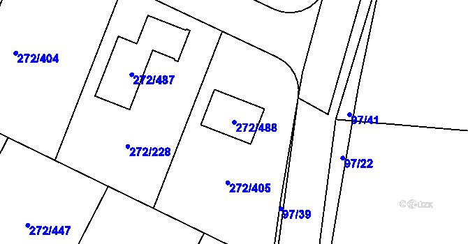 Parcela st. 272/488 v KÚ Křeslice, Katastrální mapa