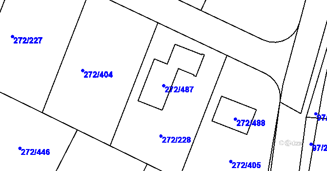 Parcela st. 272/487 v KÚ Křeslice, Katastrální mapa