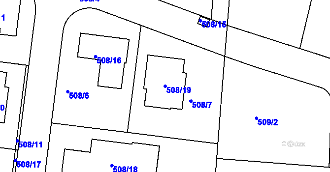 Parcela st. 508/19 v KÚ Křeslice, Katastrální mapa