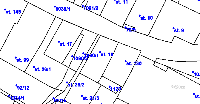 Parcela st. 19 v KÚ Křešice u Litoměřic, Katastrální mapa