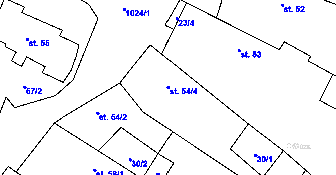 Parcela st. 54/4 v KÚ Křešice u Litoměřic, Katastrální mapa