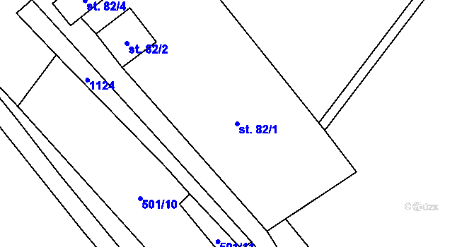 Parcela st. 82/1 v KÚ Křešice u Litoměřic, Katastrální mapa