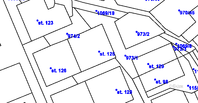 Parcela st. 125 v KÚ Křešice u Litoměřic, Katastrální mapa