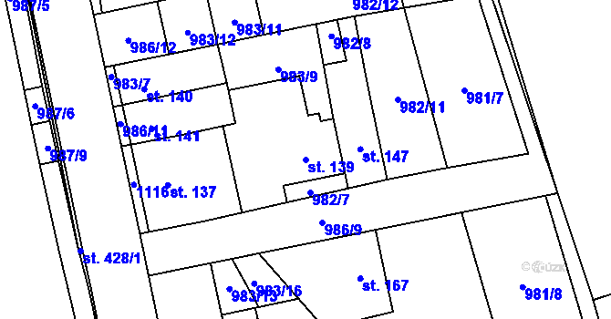 Parcela st. 139 v KÚ Křešice u Litoměřic, Katastrální mapa