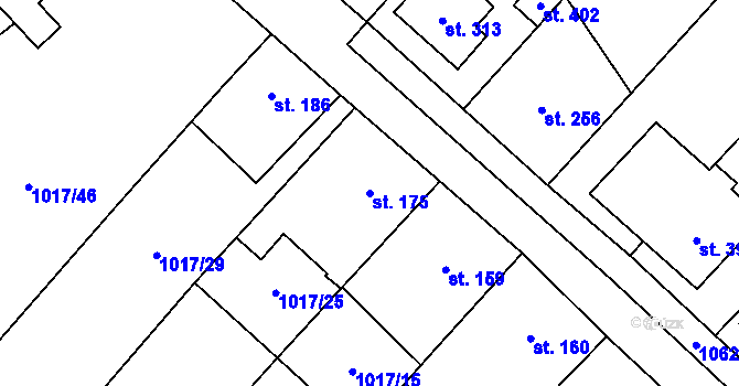 Parcela st. 175 v KÚ Křešice u Litoměřic, Katastrální mapa