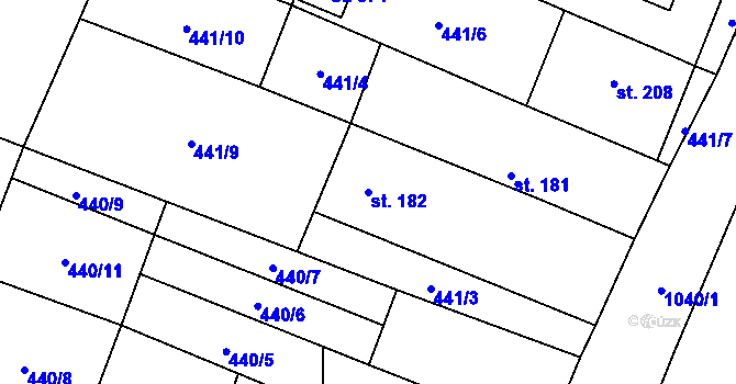 Parcela st. 182 v KÚ Křešice u Litoměřic, Katastrální mapa