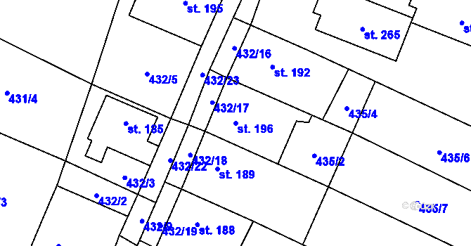 Parcela st. 196 v KÚ Křešice u Litoměřic, Katastrální mapa